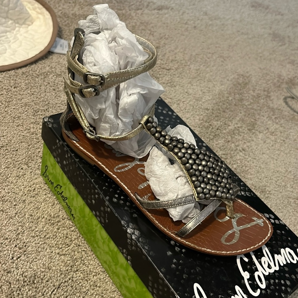 Gold silver sandals